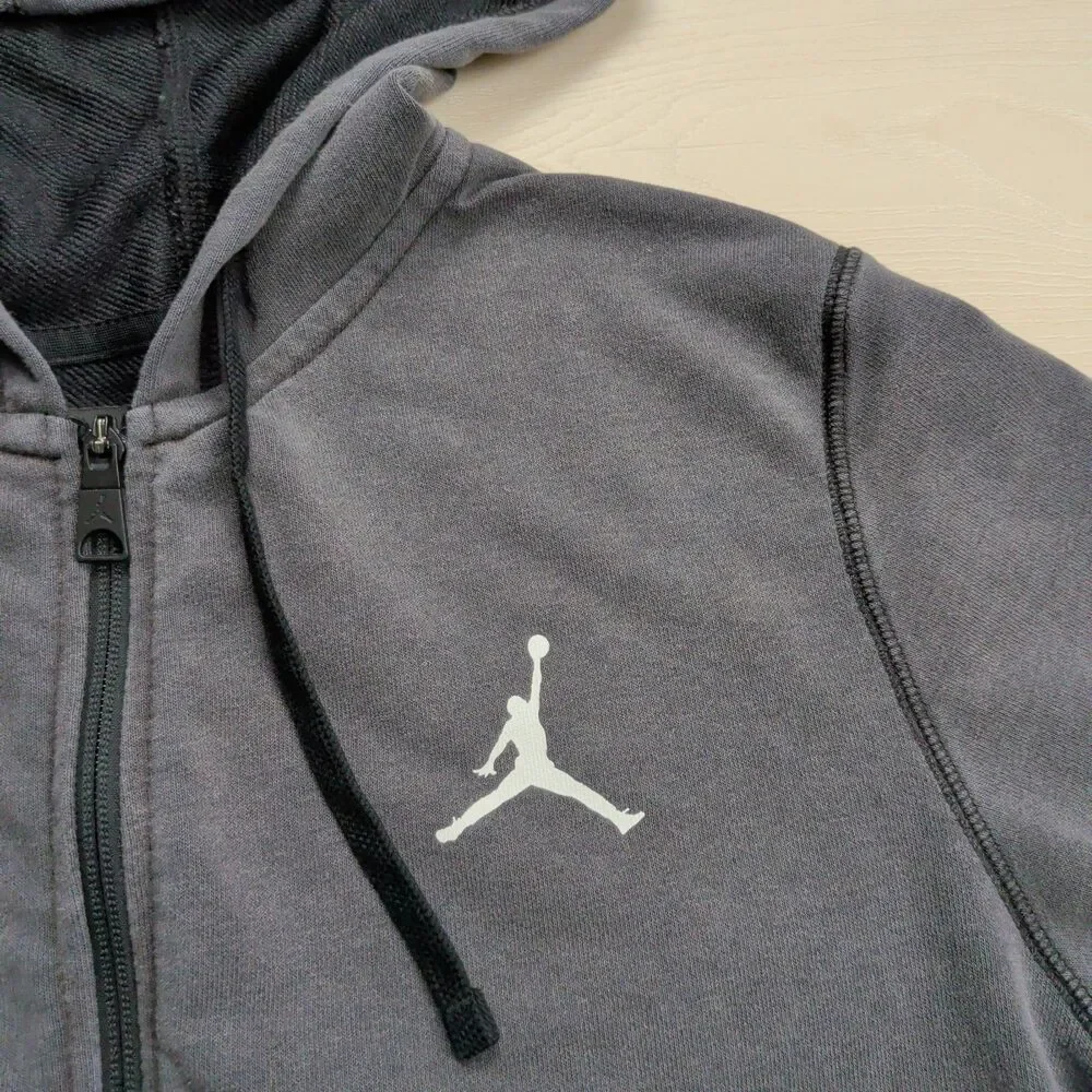 Nike Air Jordan Hoodie Mens Medium Dri-Fit Air Fleece Full Zip Gray‎ DC9737-010